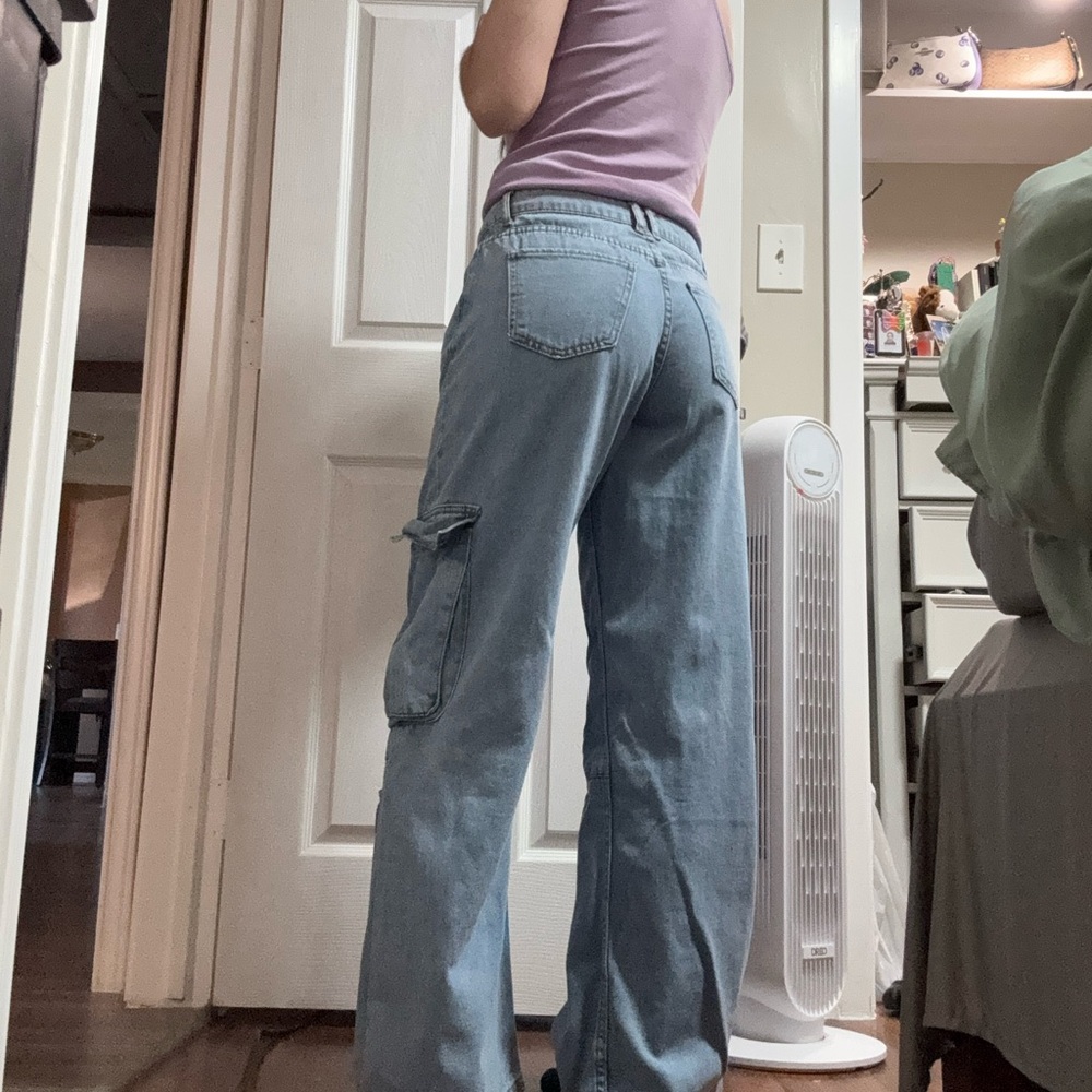 Wide leg straight jeans